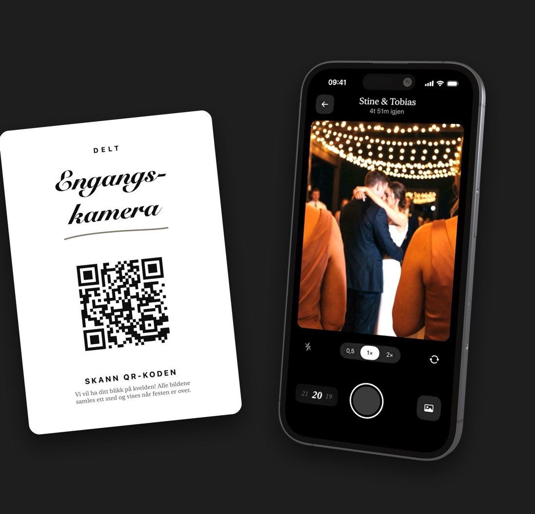 Skiltet med QR-kode, og kameraet i Knips