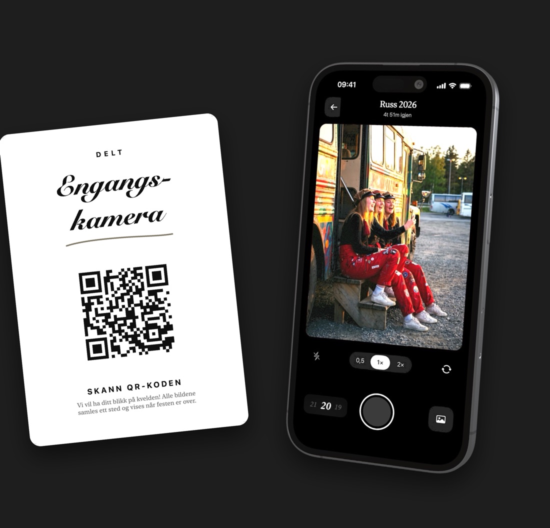 Skiltet med QR-kode, og kameraet i Knips